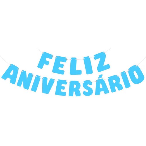 Festas faixa feliz aniversário 12cm azul bebê Festas faixa feliz aniversário 12cm azul bebê