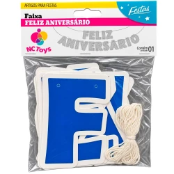 Festas faixa feliz aniversário 12cm azul escuro