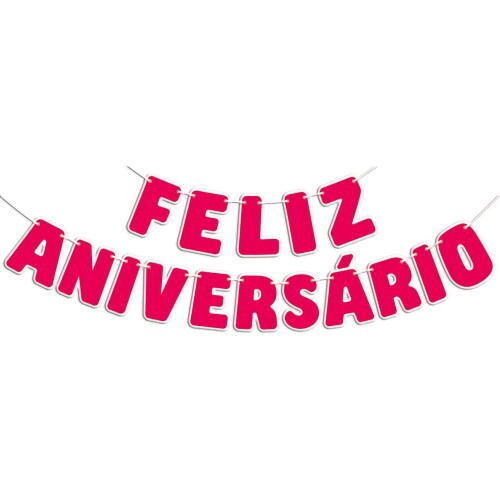 Festas faixa feliz aniversário 12cm rosa pink Festas faixa feliz aniversário 12cm rosa pink