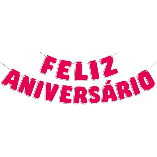 Festas faixa feliz aniversário 12cm rosa pink Festas faixa feliz aniversário 12cm rosa pink