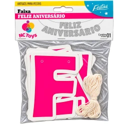 Festas faixa feliz aniversário 12cm rosa pink