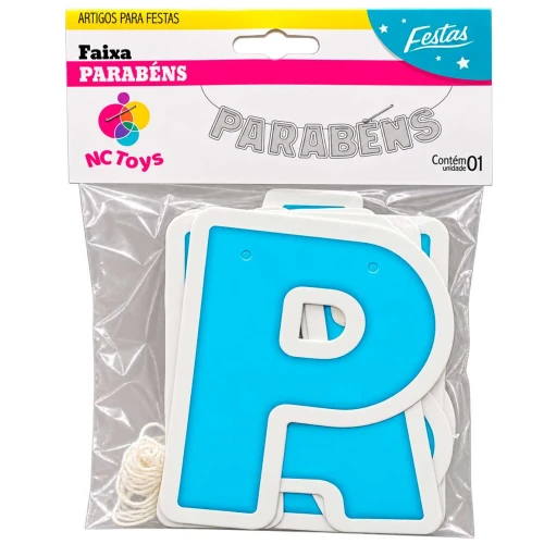 Festas faixa parabéns 12,9cm azul bebê Festas faixa parabéns 12,9cm azul bebê