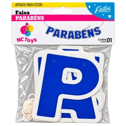 Festas faixa parabéns 12,9cm azul escuro