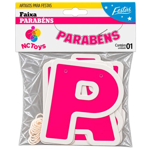 Festas faixa parabéns 12,9cm rosa pink Festas faixa parabéns 12,9cm rosa pink