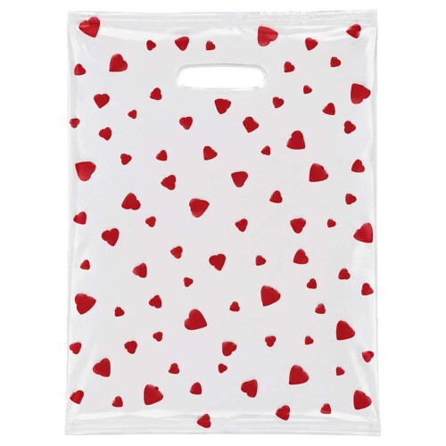 Festas sacola metalizada 16x24cm com 10 unidades coração