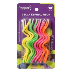 Festas vela espiral cores neon com 18 unidades