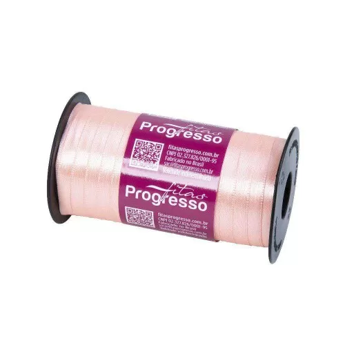 Fita de cetim simples 100mt x 07mm salmão 392 Progresso CF001