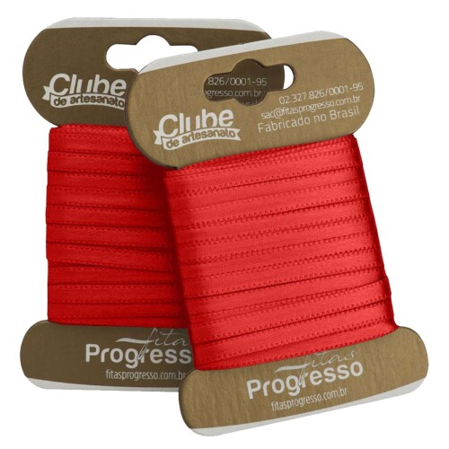 Fita cetim duplo 10mtx4mm vemelho tomate 1354