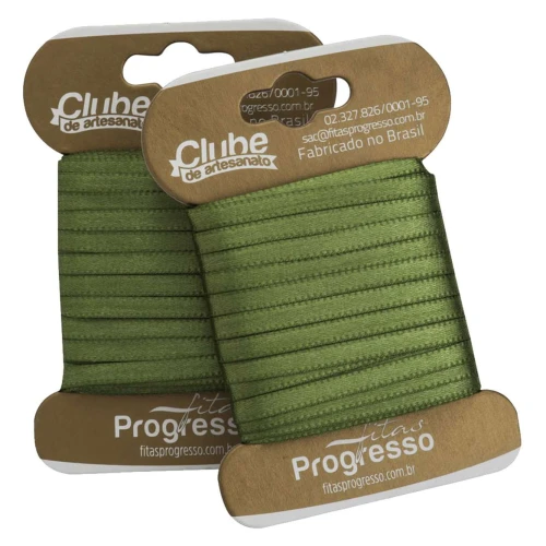 Fita cetim duplo 10mtx4mm verde militar 249