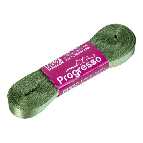 Fita cetim simples 10mtx10mm verde militar 249