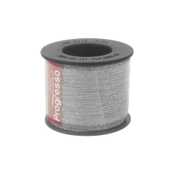 Fita cordão metalizado 100mt x 01mm prata