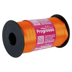 Fita de cetim simples 100 metros x 7mm CF001 laranja 066 Progresso