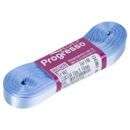 Fita de cetim simples 10mt x 10mm azul celeste Progresso