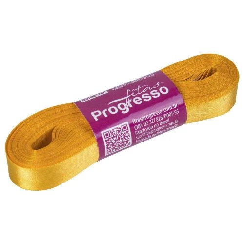 Fita de cetim simples 10mt x 15mm amarelo ouro 038 Progresso
