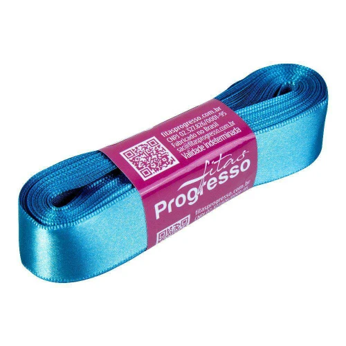 Fita de cetim simples 10mt x 22mm azul médio 1390 Progresso