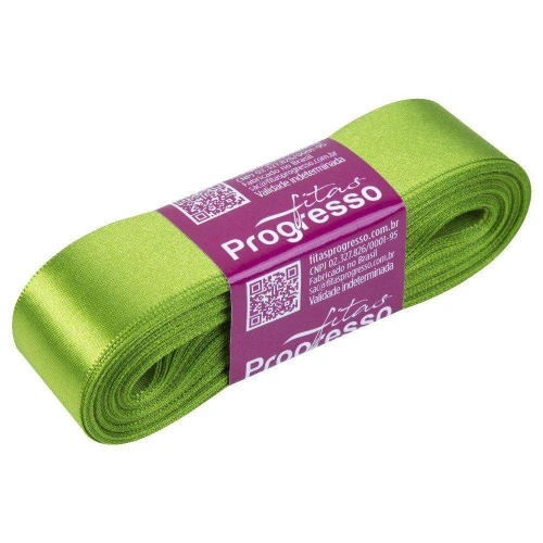 Fita de cetim simples 10mt x 30mm verde folha 677 Progresso