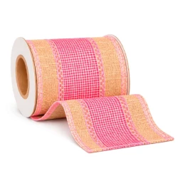 Fita de juta crua faixa colorida 6,3x270cm