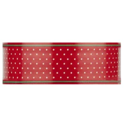 Fita decorativa plástica vermelho poá branco 30mm x 50mt