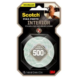 Fita dupla face 12mm x 1,5mt espumada fixa forte blister Scotch