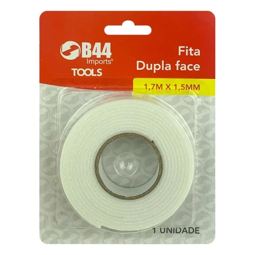 Fita dupla face 1,5mm x 1,7mt branca B44 Imports