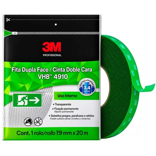 Fita dupla face 19mmx20 metros transparente vhb Fita dupla face 19mmx20 metros transparente vhb