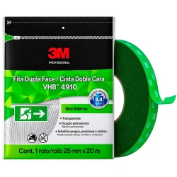 Fita dupla face 25mmx20 metros transparente vhb 3M