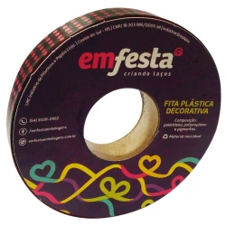 Fitilho 15mmx50m decorado poá vermelho/preto