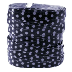 Fitilho 5mm x 50mt decorado poá lilás/preto