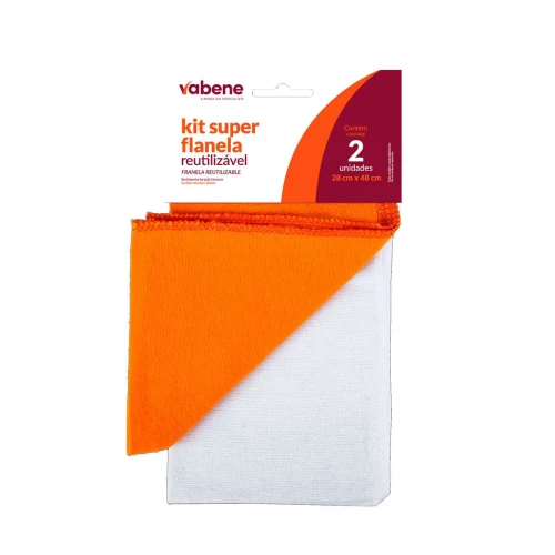 Flanela laranja e branca kit com 02 unidades 28x48cm