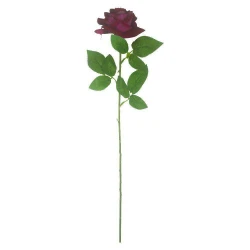 Flor botão rosa aberta aveludada com 01 botão 60cm