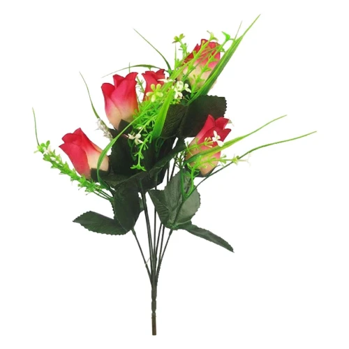 Flor buque rosas botão 7 galhos