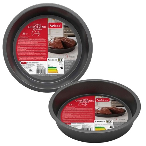 Forma antiaderente redonda Delly cinza 26cm Wellmix Forma antiaderente redonda Delly cinza 26cm Wellmix