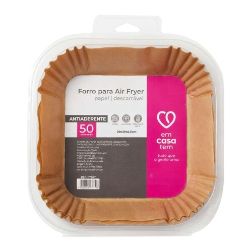 Forma de papel air fryer 20cm 50 unidades quadrada descartavel