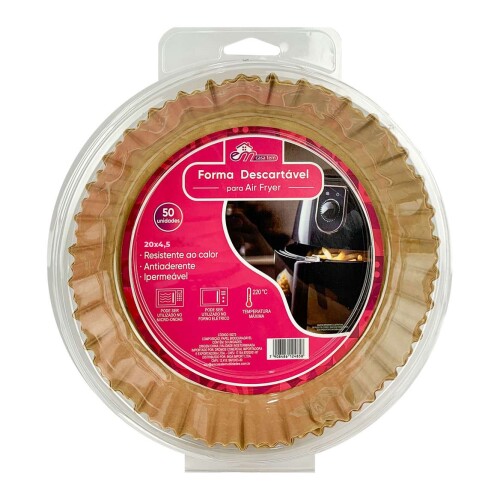 Forma de papel air fryer 20cm 50 unidades redondo descartável