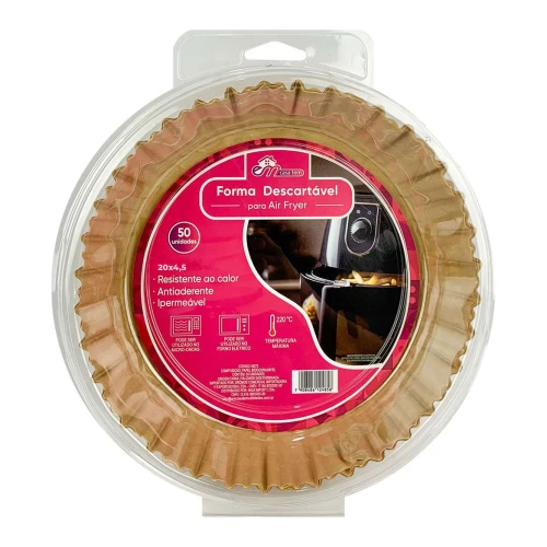 Forma de papel air fryer 20cm 50 unidades redondo descartável
