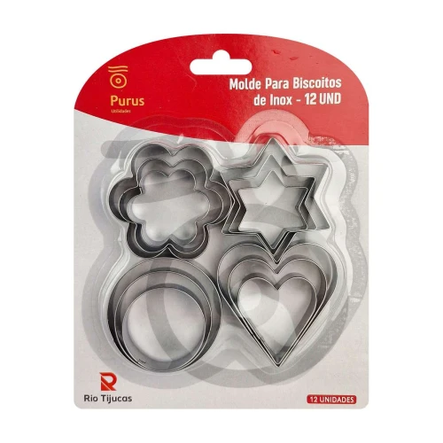 Forma molde para biscoito inox com 12 unidades Rio Tijucas