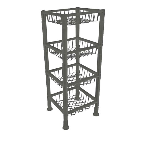 Fruteira organizadora multiuso 4 andares quadrada chumbo