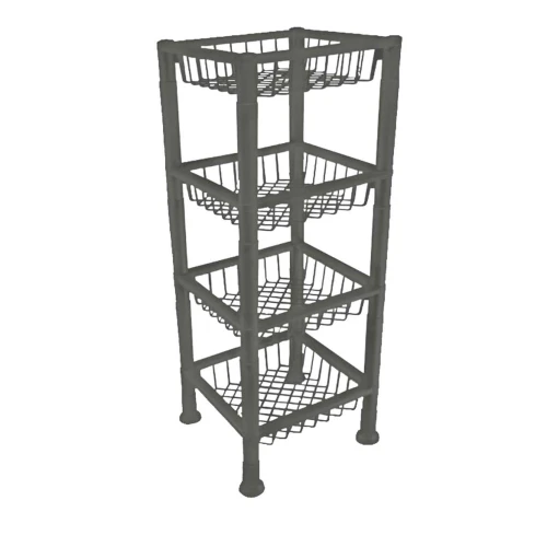 Fruteira organizadora multiuso 4 andares quadrada chumbo