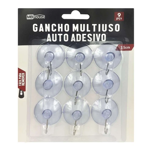 Gancho com ventosa de metal 9 unidades Gancho com ventosa de metal 9 unidades