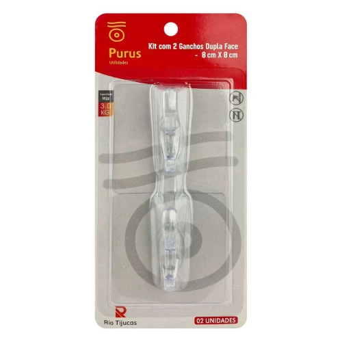 Gancho dupla face de plástico com 02 unidades 8cm Rio Tijucas