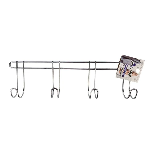 Gancho para parede de metal com 04 ganchos 28x7cm cabideiro Alpif