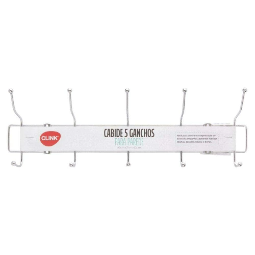 Gancho para parede metal com 10 ganchos 40x5x13cm Clink