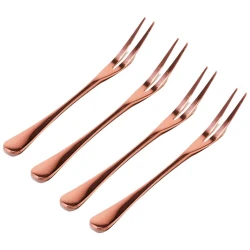 Garfo inox petisco com 4 unidades 13cm rose gold