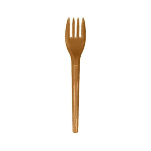 Garfo plástico pequeno com 50 unidades dourado Strawplast