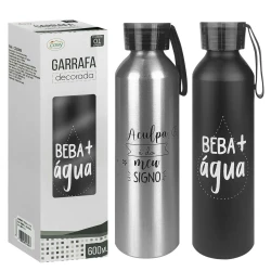 Garrafa de metal para água 600ml decorada sortidas