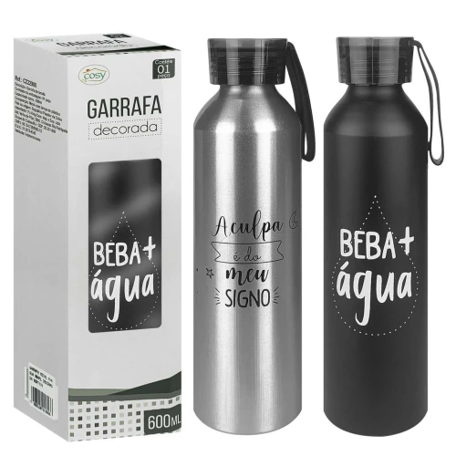 Garrafa de metal para água 600ml decorada sortidas