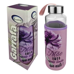 Garrafa de vidro 400ml decorada Mãe sortida HG67621