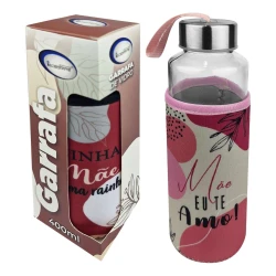 Garrafa de vidro 400ml decorada mãe sortida HG67622