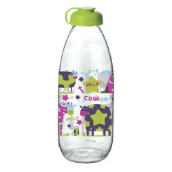 Garrafa de vidro 500ml com tampa vaquinhas Milk