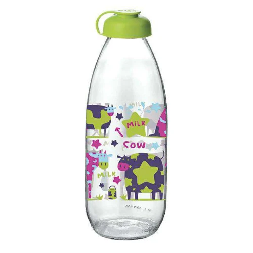 Garrafa de vidro 500ml com tampa vaquinhas Milk